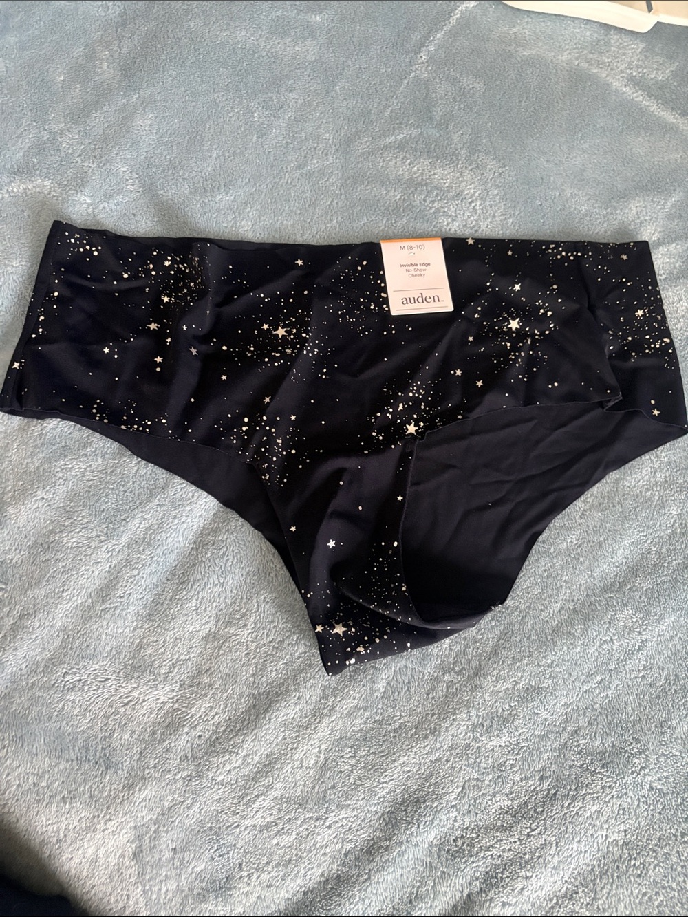 Auden Navy invisible edge no show cheeky panty with Star Print, medium, NWT